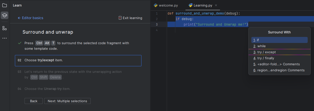 обернуть код в PyCharm изображение с сайта www.devhops.ru