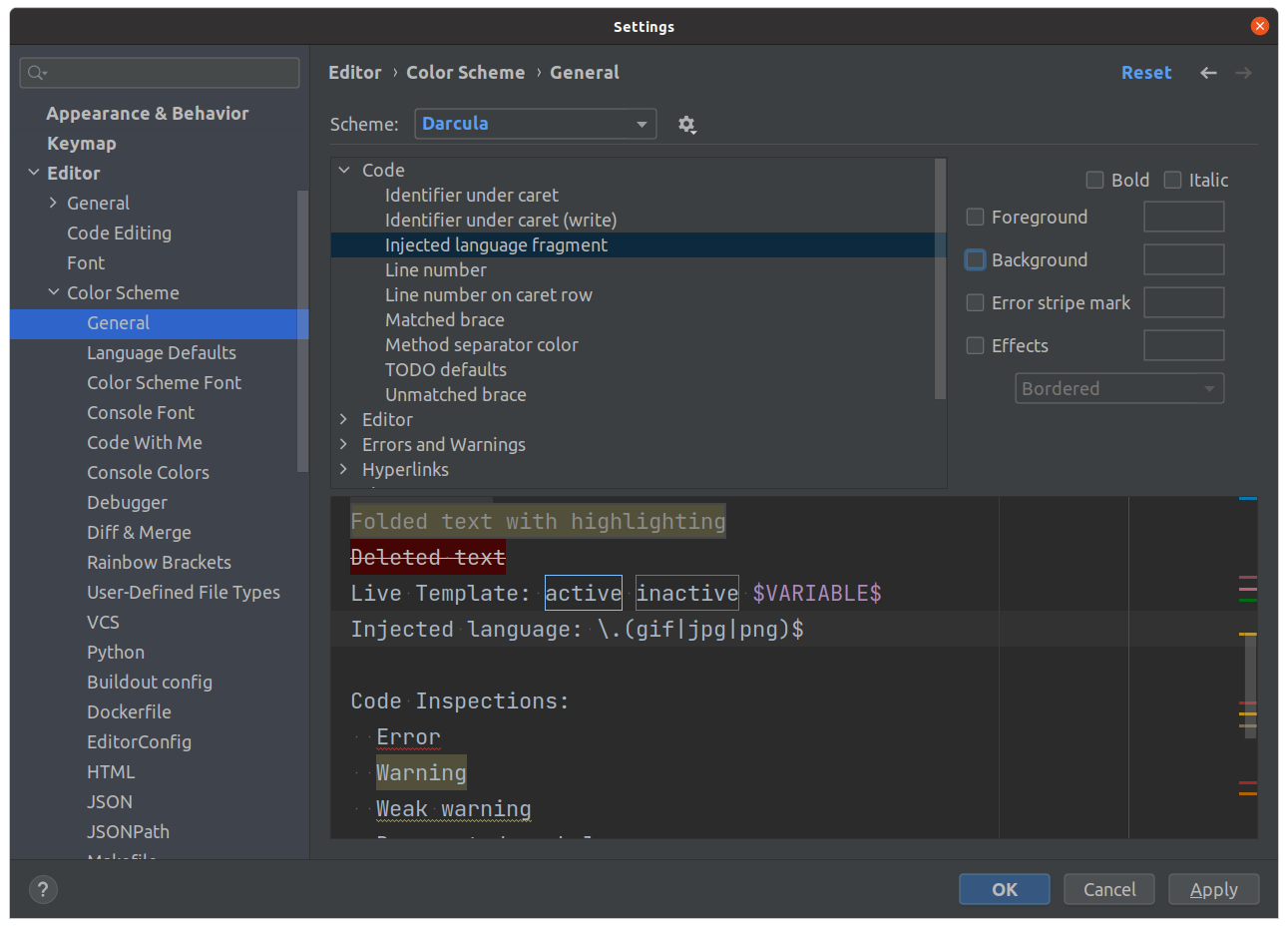 injected language fragment PyCharm изображение с сайта www.devhops.ru