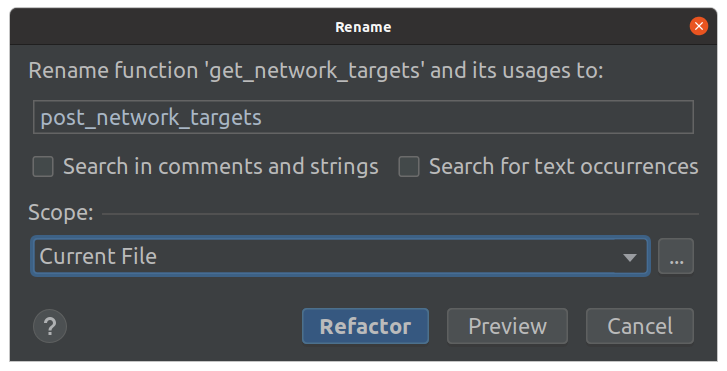 refactor переименовать функцию PyCharm изображение с сайта www.devhops.ru
