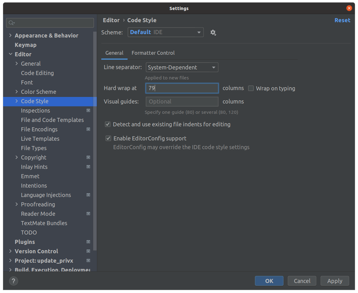Установить вертикальную линию в PyCharm изображение с сайта www.devhops.ru