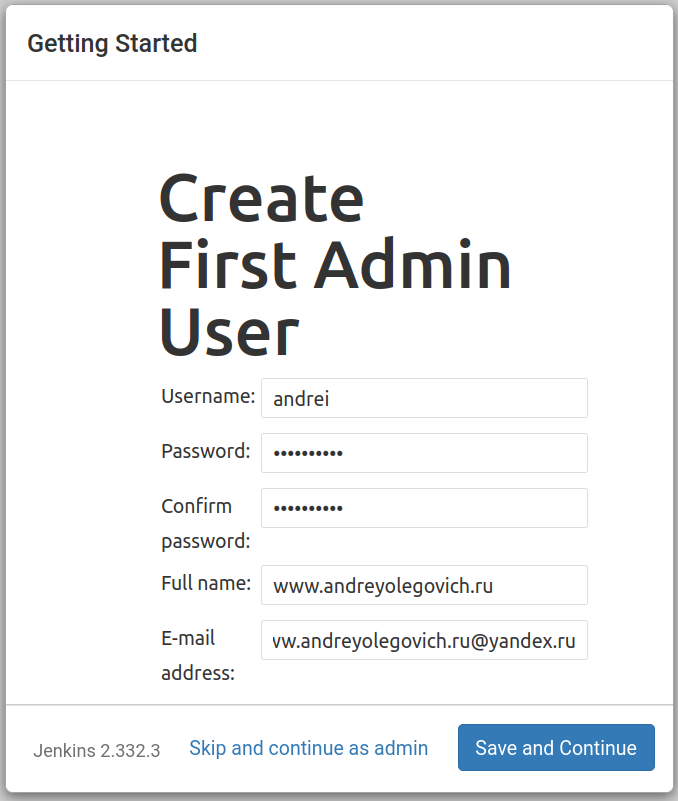 Create First Admin User Jenkins изображение с сайта www.eth1.ru