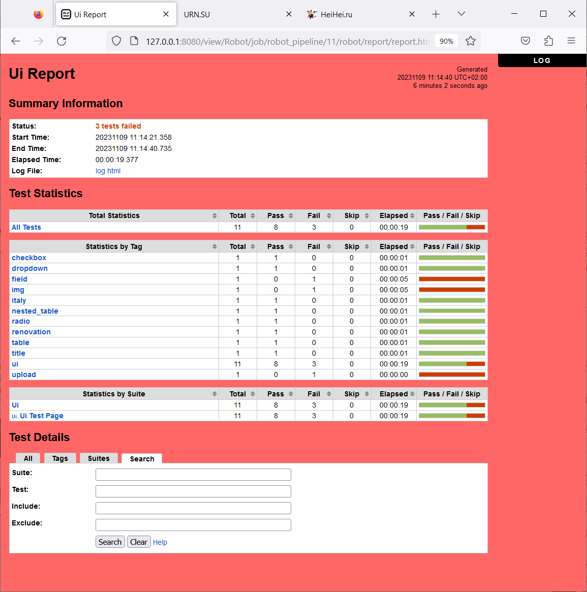 Jenkins Pipeline Robot Framework Plugin report изображение с сайта www.eth1.ru
