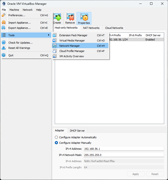 Создание NAT Network в VirtualBox 7 изображение с сайта www.devhops.ru