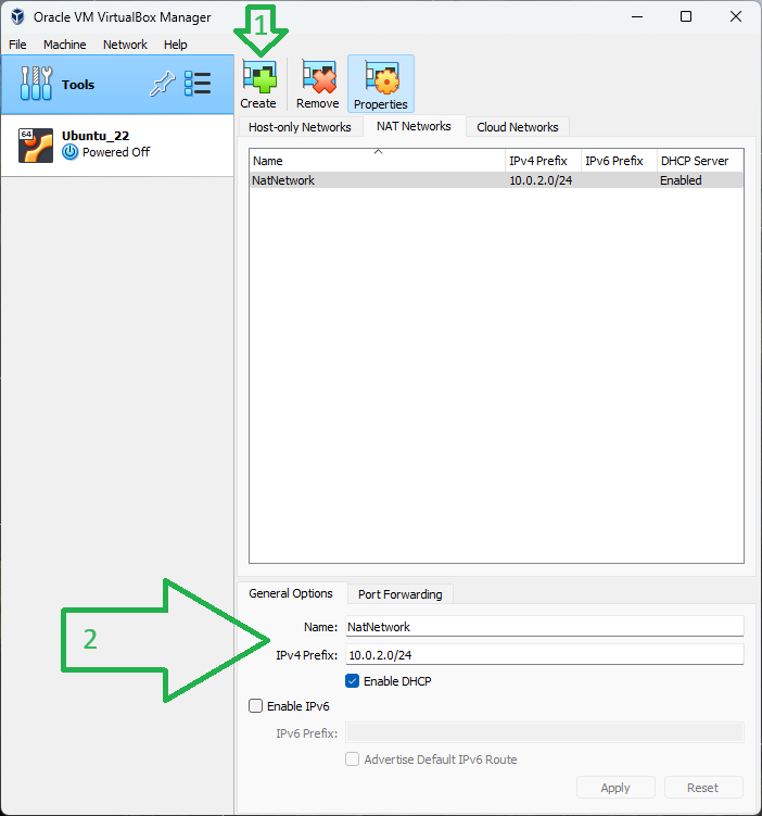 Создание NAT Network в VirtualBox 7 изображение с сайта www.devhops.ru