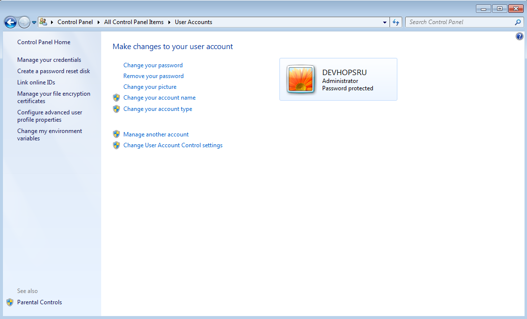 User Acccounts Windows 7 www.devhops.ru