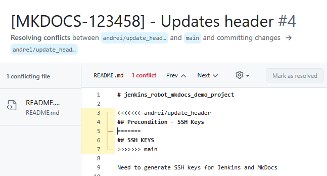 Разрешение конфликтов в GitHub Разрешение конфликтов в git изображение с сайта www.devhops.ru изображение с сайта www.devhops.ru